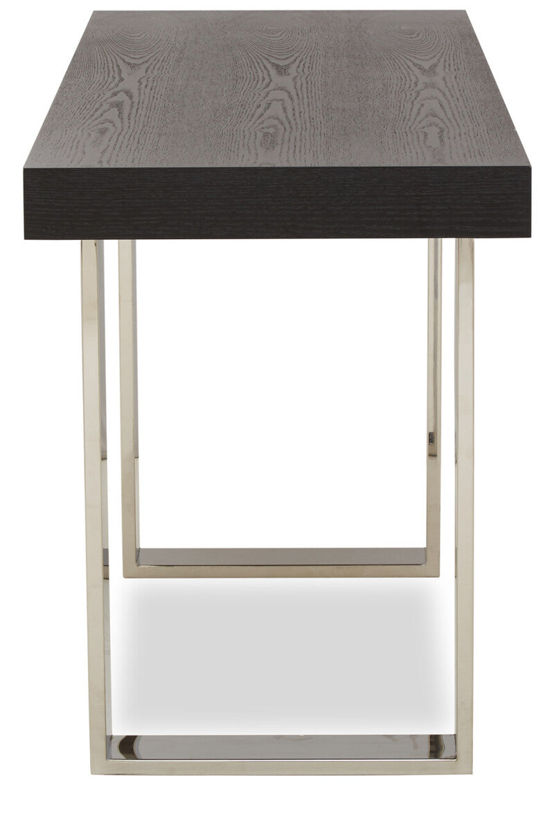 Natural Elm Wood Console Table with Silver Finish Frame | Ulmus