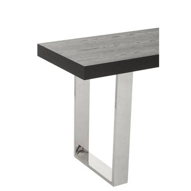Natural Elm Wood Console Table with Silver Finish Frame | Ulmus