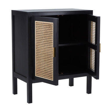 Corso Black Sideboard with 2 Rattan Doors