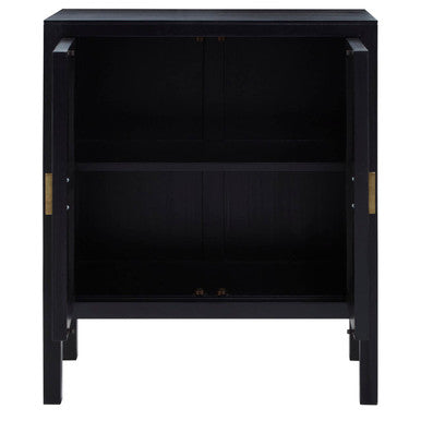 Corso Black Sideboard with 2 Rattan Doors