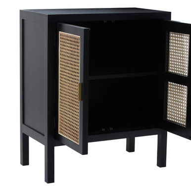 Corso Black Sideboard with 2 Rattan Doors