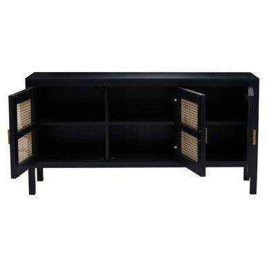 Corso Black and Natural Rattan 3 Door Sideboard