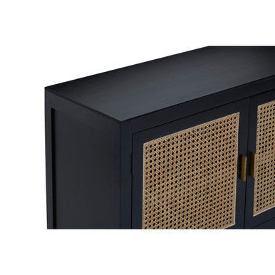 Corso Black and Natural Rattan 3 Door Sideboard