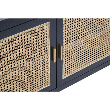 Corso Black and Natural Rattan 3 Door Sideboard
