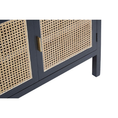 Corso Black and Natural Rattan 3 Door Sideboard