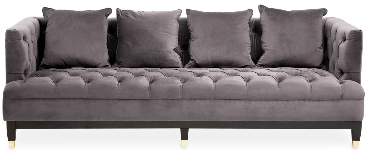 Sefira Grey Fabric 3 Seater Modern Chesterfield Sofa