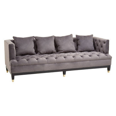 Sefira Grey Fabric 3 Seater Modern Chesterfield Sofa