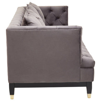 Sefira Grey Fabric 3 Seater Modern Chesterfield Sofa