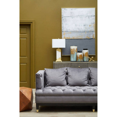Sefira Grey Fabric 3 Seater Modern Chesterfield Sofa