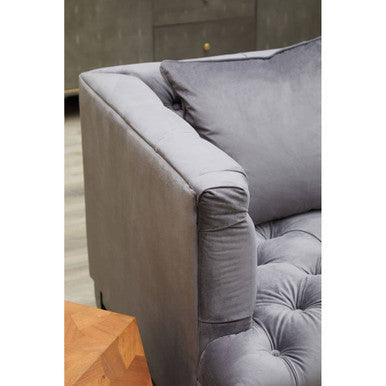 Sefira Grey Fabric 3 Seater Modern Chesterfield Sofa