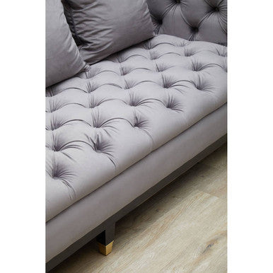 Sefira Grey Fabric 3 Seater Modern Chesterfield Sofa
