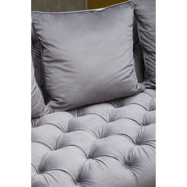 Sefira Grey Fabric 3 Seater Modern Chesterfield Sofa