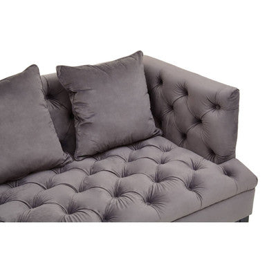 Sefira Grey Fabric 3 Seater Modern Chesterfield Sofa