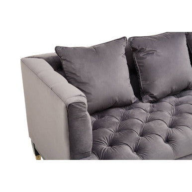 Sefira Grey Fabric 3 Seater Modern Chesterfield Sofa