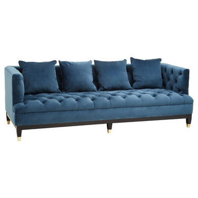 Sefira Navy Fabric 3 Seater Modern Chesterfield Sofa