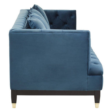 Sefira Navy Fabric 3 Seater Modern Chesterfield Sofa
