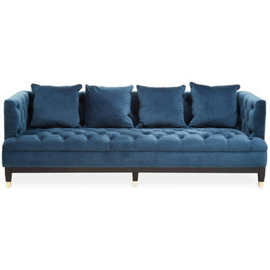 Sefira Navy Fabric 3 Seater Modern Chesterfield Sofa