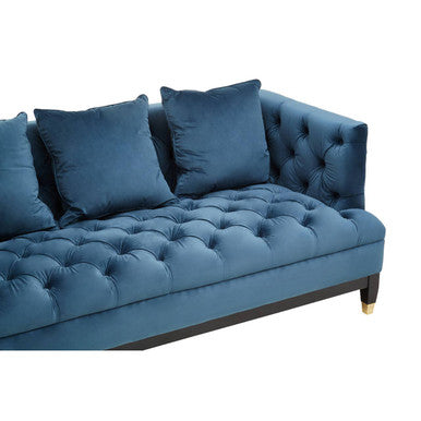 Sefira Navy Fabric 3 Seater Modern Chesterfield Sofa