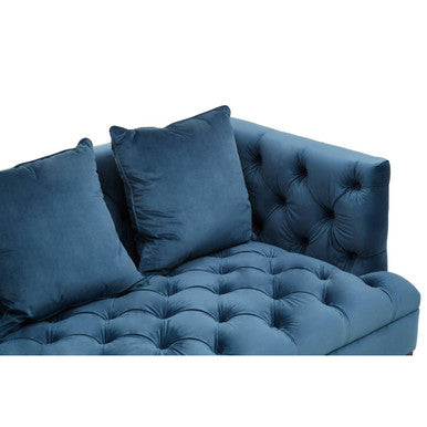 Sefira Navy Fabric 3 Seater Modern Chesterfield Sofa