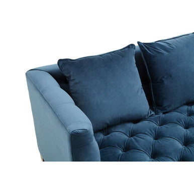 Sefira Navy Fabric 3 Seater Modern Chesterfield Sofa