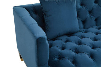 Sefira Navy Fabric 2 Seater Modern Chesterfield Sofa