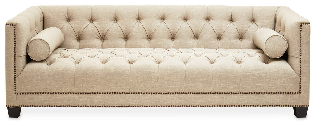 Surina Stone Fabric 3 Seater Sofa with Button Tufted Detail
