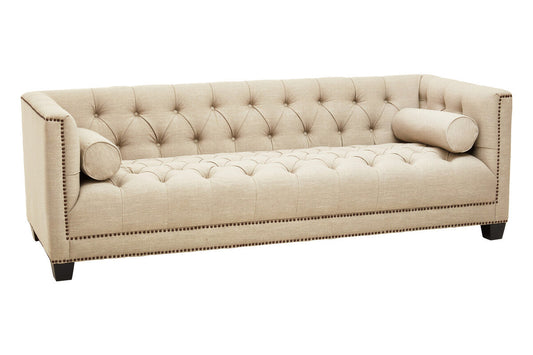 Surina Stone Fabric 3 Seater Sofa with Button Tufted Detail