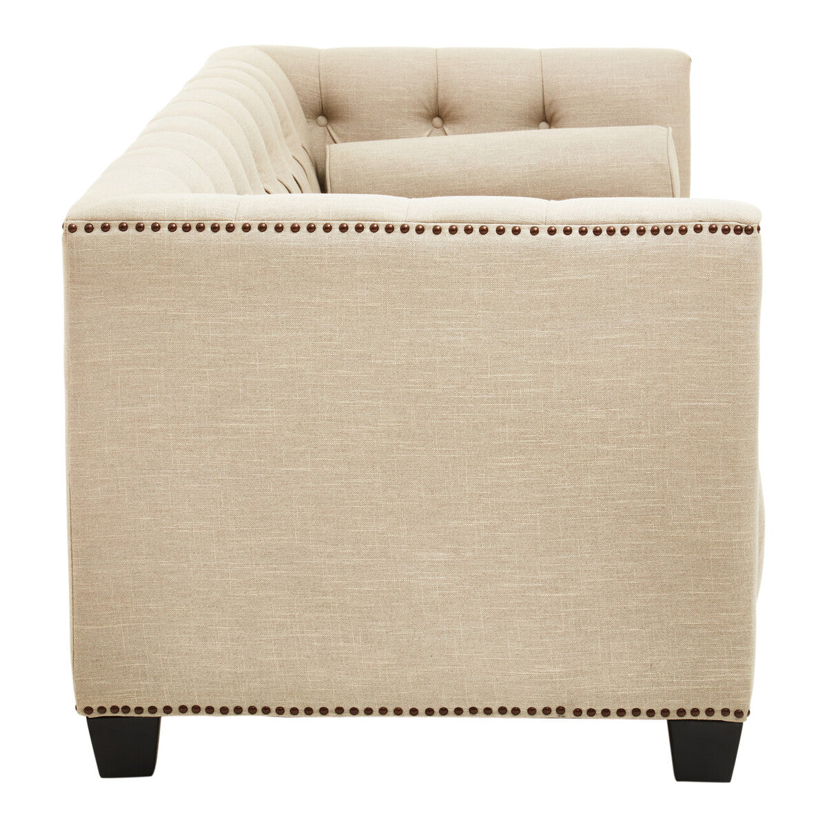 Surina Stone Fabric 3 Seater Sofa with Button Tufted Detail