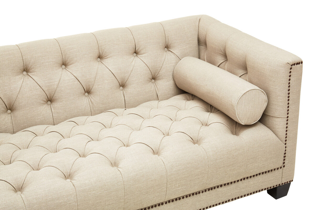 Surina Stone Fabric 3 Seater Sofa with Button Tufted Detail
