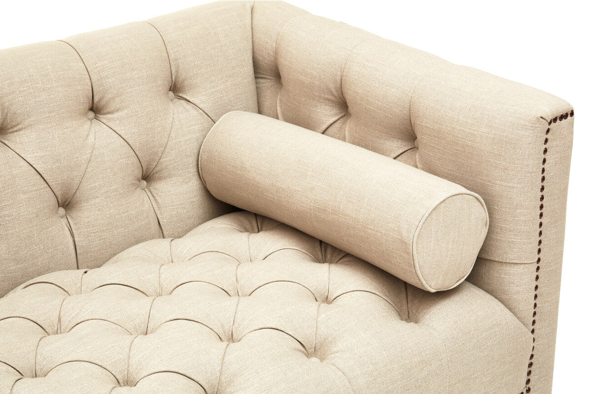 Surina Stone Fabric 3 Seater Sofa with Button Tufted Detail