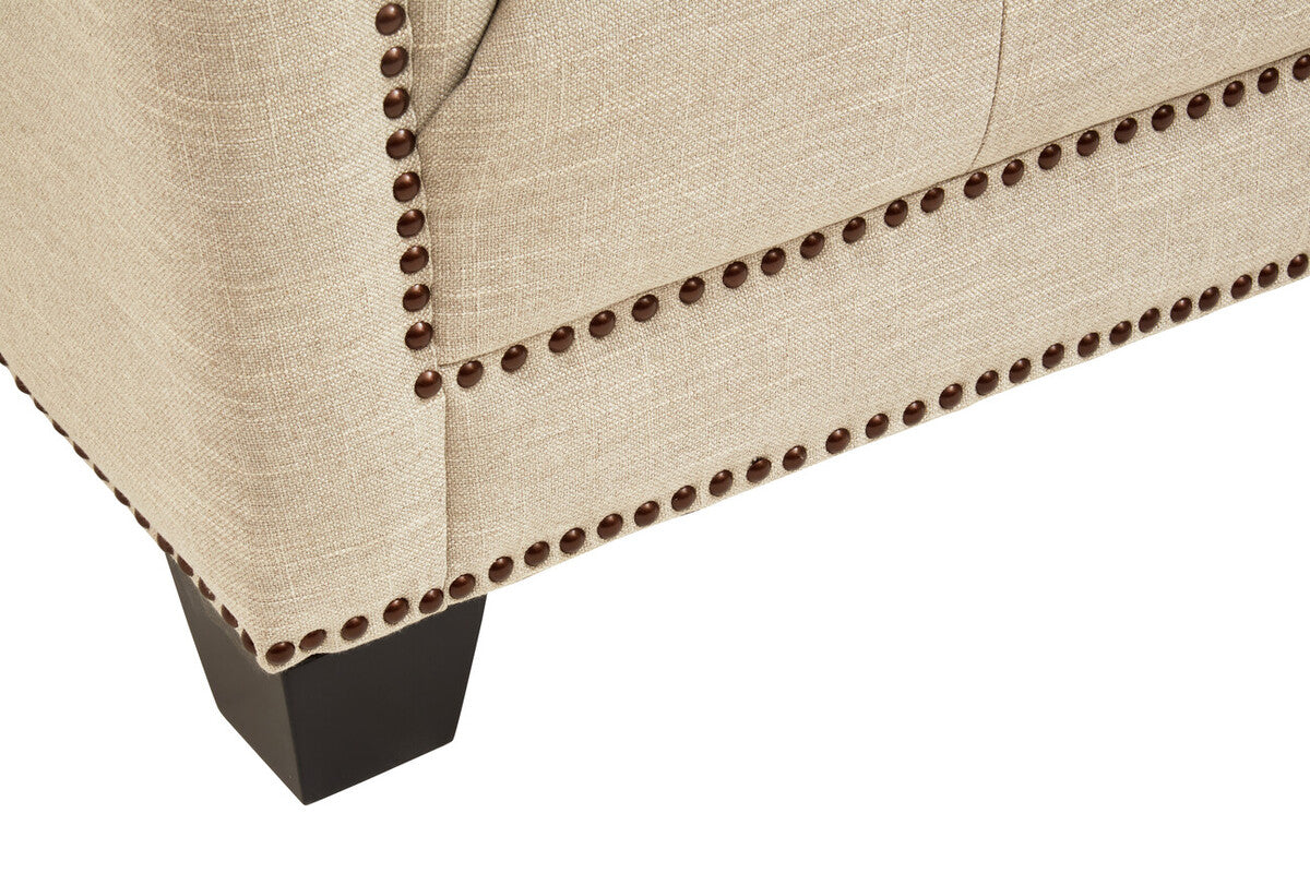 Surina Stone Fabric 3 Seater Sofa with Button Tufted Detail