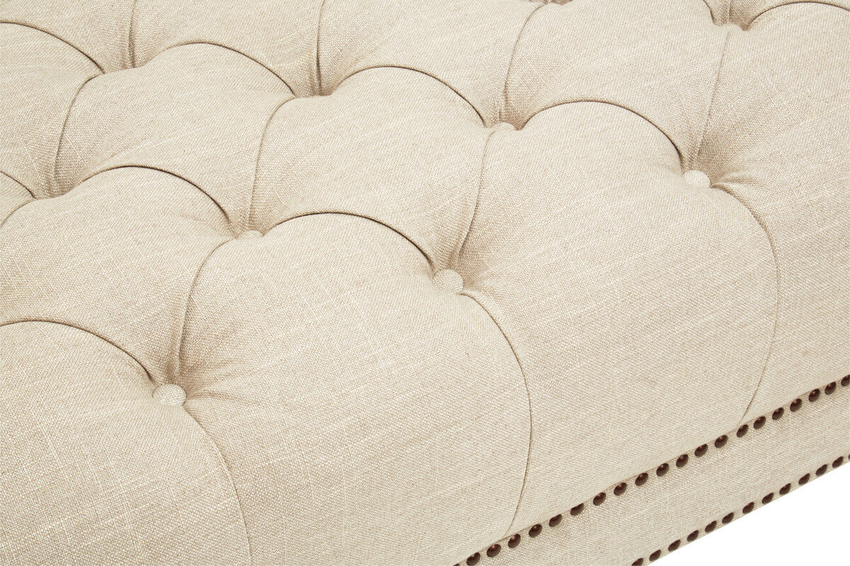 Surina Stone Fabric 3 Seater Sofa with Button Tufted Detail