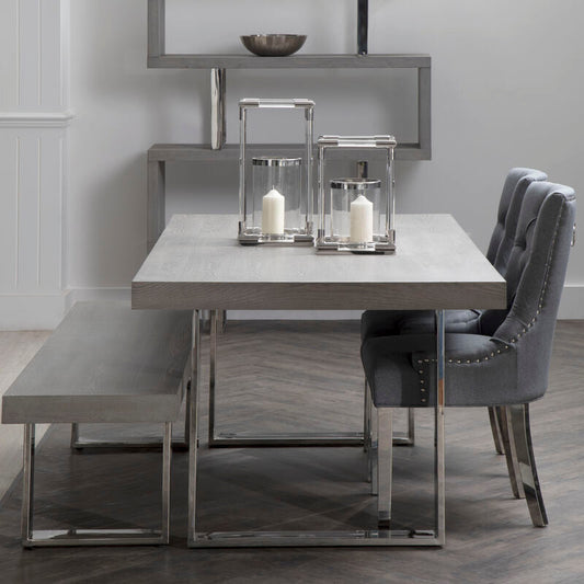 Grey Fabric Button Tufted Dining Chair