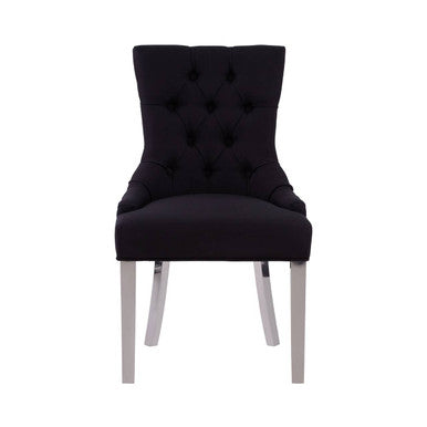 Black Fabric Button Tufted Dining Chair