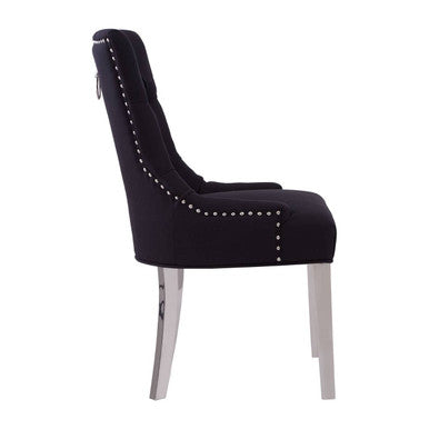 Black Fabric Button Tufted Dining Chair