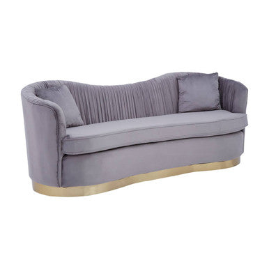 Franza Grey Pleated Velvet 3 Seater Sofa