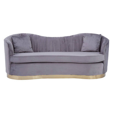 Franza Grey Pleated Velvet 3 Seater Sofa