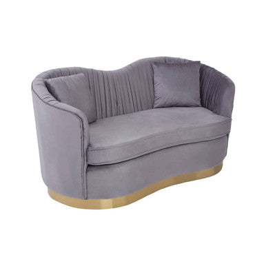 Franza Grey Pleated Velvet 2 Seater Sofa