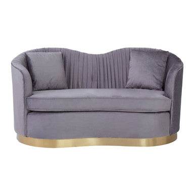 Franza Grey Pleated Velvet 2 Seater Sofa
