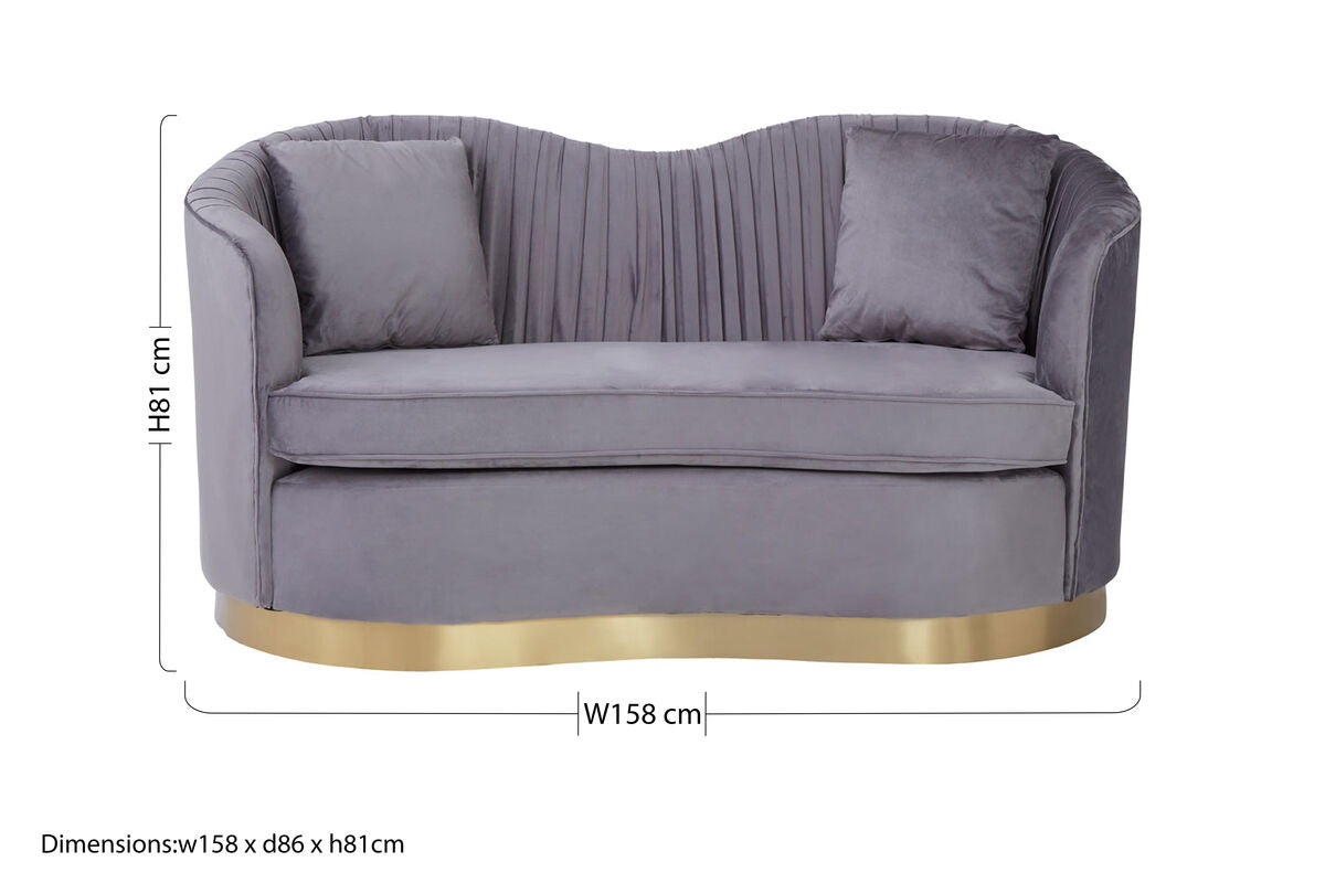 Franza Grey Pleated Velvet 2 Seater Sofa