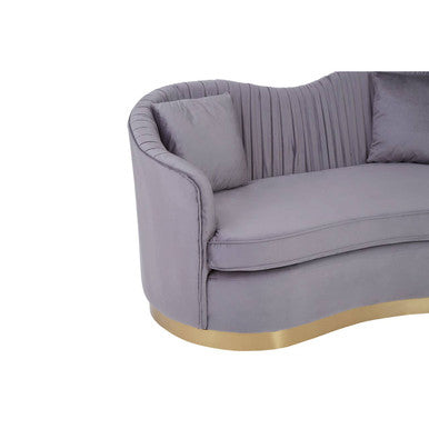 Franza Grey Pleated Velvet 2 Seater Sofa
