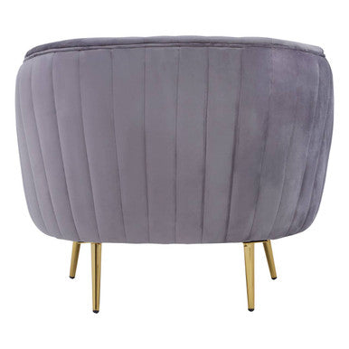 Florina Grey Velvet Channel Tufted Chair