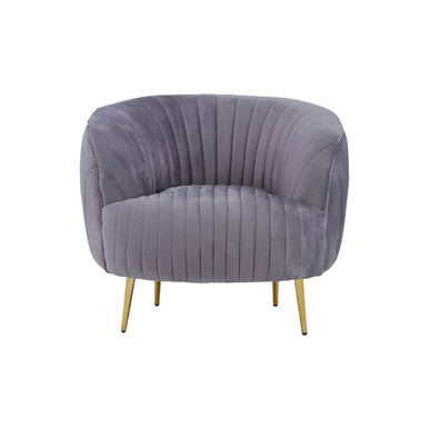 Florina Grey Velvet Channel Tufted Chair