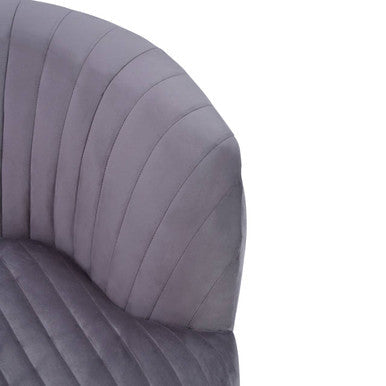 Florina Grey Velvet Channel Tufted Chair