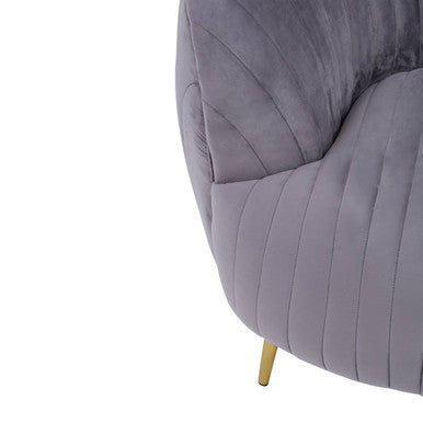 Florina Grey Velvet Channel Tufted Chair