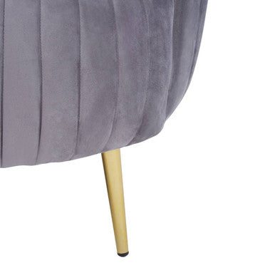 Florina Grey Velvet Channel Tufted Chair