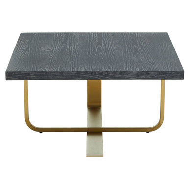Lena Oak Veneer Coffee Table with Brushed Gold Base