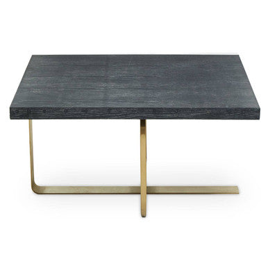 Lena Oak Veneer Coffee Table with Brushed Gold Base
