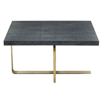 Lena Oak Veneer Coffee Table with Brushed Gold Base