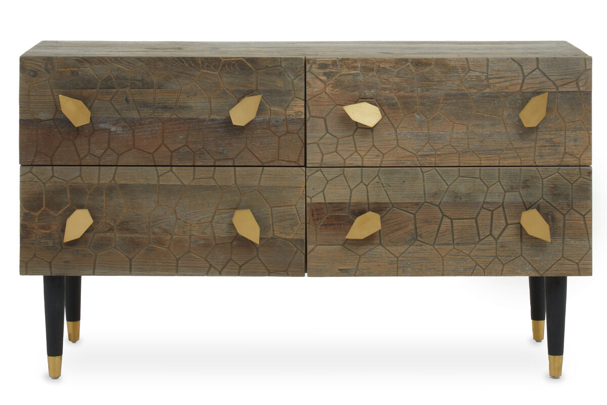 Malay Natural Recycled Elm Wood 4 Drawer Chest